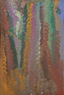 Emily Kam(e) Kngwarrey(e), Untitled - Awelye, c.1995: Emily Kam(e) Kngwarrey(e) (c.1910 - 1996) Untitled - Awelye, c.1995 synthetic polymer on linen 66 x 44 cm PROVENANCE Ngintaka Arts, NT Private Collection, SA Accompanied by four photographs of the art