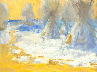 Leah Lucas Painting: Wintertide: each Lucas 1952 Wintertide 9x12” Oil Painting Leah Lucas was raised in southern Alberta and from early childhood she reveled in the freedom to explore her world on horseback. She would