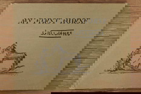 Will James, My First Horse, 1st Edition 1940 book: Will James, My First Horse, 1st Edition and 1st Printing 1940 book. Hardcover book, color illustrated. Receipt for $1000 inside. Published by Charles Scribner's Sons. 7.25"W x 9.75"L x 0.5"D, 45 pp
