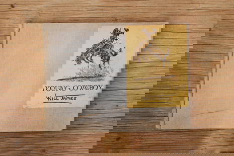 Will James, Young Cowboy, 1st Edition and 1st Printing - 1935 book: Will James, Young Cowboy, 1st Edition and 1st Printing - 1935 book, published by Charles Scribner's Sons. Five color sketches, 22 black and white illustrations inside. 9.75"W x 7.25"L x 0.5"D, 72pp.