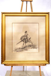 Will James, (1882-1942), Can't Turn 'Em - Original Artwork 1932: Will James, (1882-1942), Can't Turn 'Em - Original Artwork 1932. 15x13", with frame 20x22"