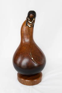 Kim Seyesnem Obrzut, Married Hair, bronze: Kim Obrzut, (B. 1969) Married Hair, bronze on wooden base. Edition 5/35. Size 8" x 15". Kim Obrzut began her artistic journey painting figures on Arizona rocks as a child. A Fine Arts graduate from