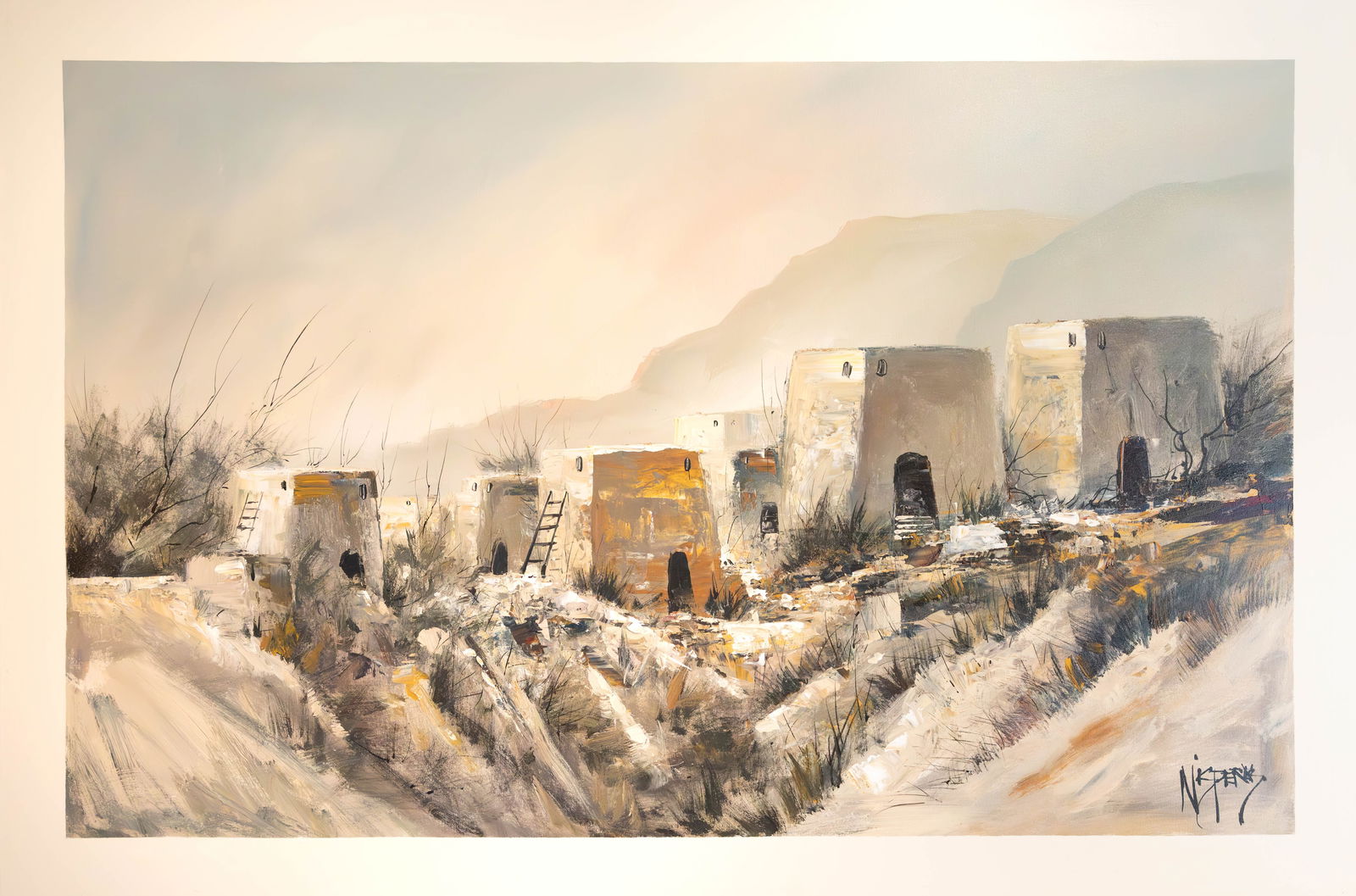 Michael Nisperos, Untitled (Pueblo Painting), Mixed Media on Canvas (1 of 2)