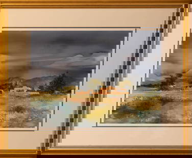 Mary DeLoyht-Arendt, (1927-2020), Stormy Weather, Taos, Watercolour: Mary DeLoyht-Arendt, (1927-2020), Stormy Weather, Taos, Framed Watercolour. Size 22" x 30". Scottsdale painter Mary DeLoyht-Arendt earned a degree in art history and worked as a commercial artist