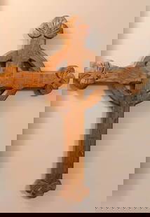 Wooden Celtic Cross: Wooden Celtic Cross, Solid wood, Celtic artistry featuring traditional carving along the edges. The natural wood is rich in texture and character. Size 28" x 37". No shipping on this item. Pick up