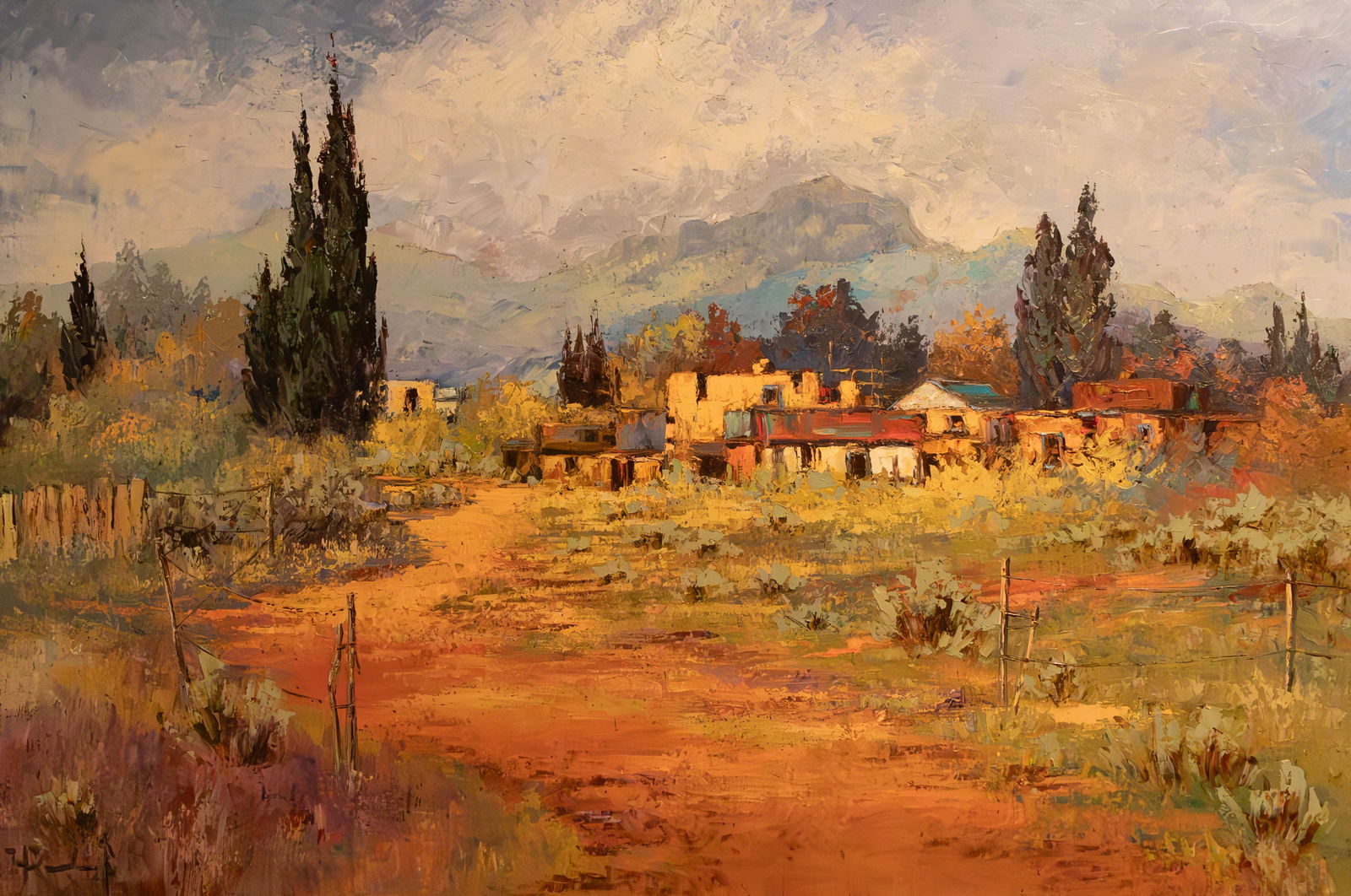 Hans Ressdorf, (1918-2011) Untitled (Northern New Mexico Village), Oil on Canvas (1 of 2)