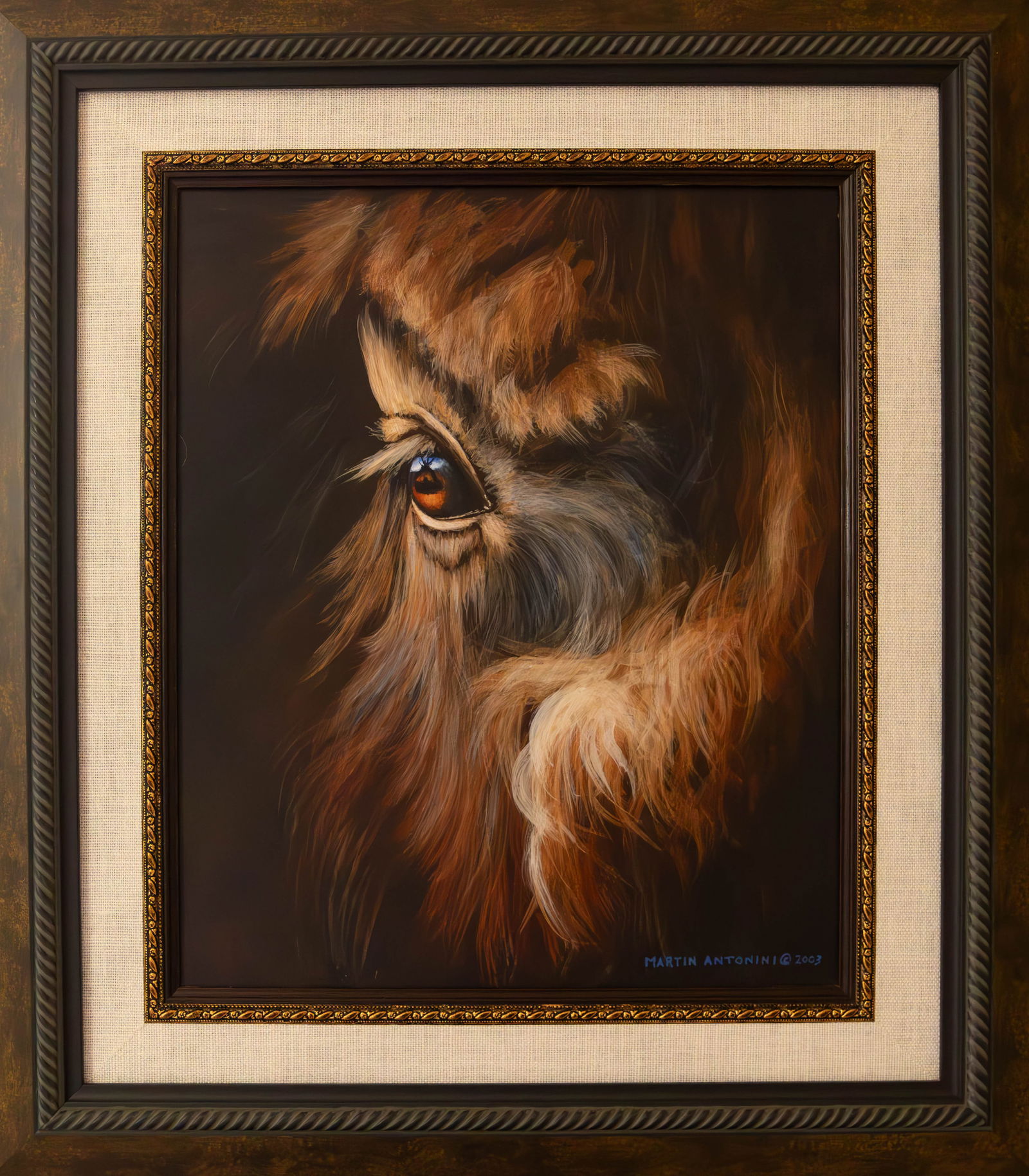 Martin Antonini, Untitled (Buffalo Eye), Acrylic on Board: Martin Antonini, Untitled (Buffalo Eye), Acrylic on Board Painting, Framed. Size 11" x 13". Born in Saskatchewan, Martin Antonini studied at the Universities of Calgary and Regina. A gifted artist, he