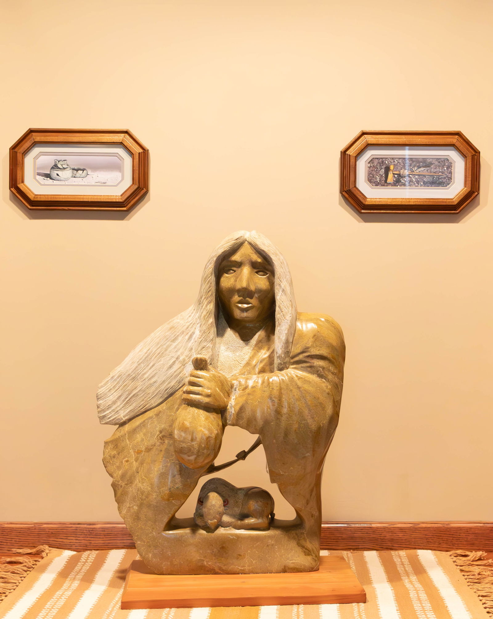 Ron Goodluck, Native American Women Stone Sculpture, Alabaster Sculpture (1 of 1)