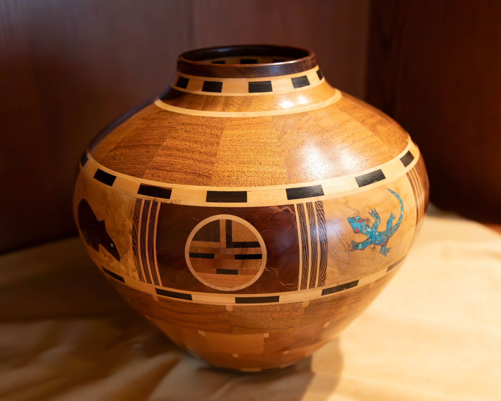 Nana Finsterwalden, Turquoise Inlaid Wooden Pot (1 of 3)