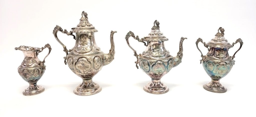 19TH C SILVER PLATED TEA SET TO FRANKLIN WATERBURY (1 of 11)