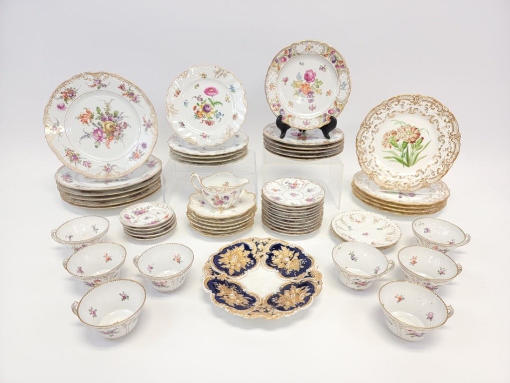 ASSORTED GERMAN PORCELAIN DINNERWARE, DRESDEN ETC (1 of 20)