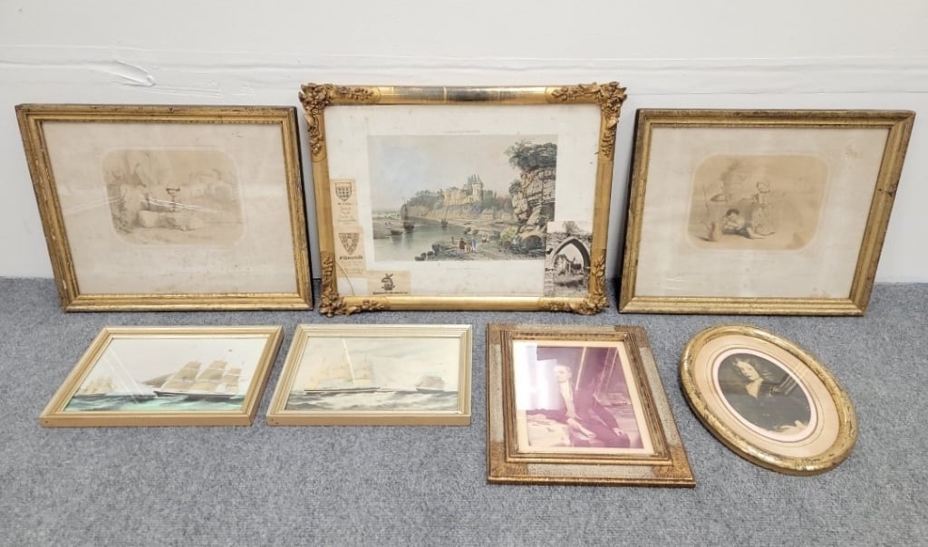 LOT ANTIQUE 19TH C ART PRINTS, NAUTICAL ETC, 7 PCS (1 of 20)