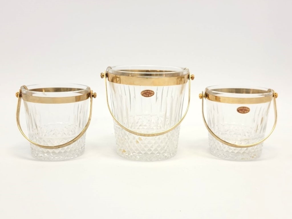 3 VINTAGE FRENCH CUT CRYSTAL & BRASS ICE BUCKETS (1 of 20)