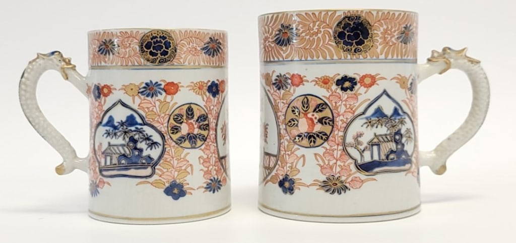 TWO 18TH C CHINESE EXPORT GRADUATED TANKARDS