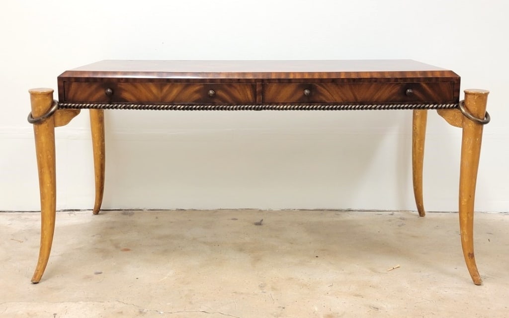 MAITLAND SMITH INLAID MAHOGANY "HORN WRITING DESK" (1 of 20)