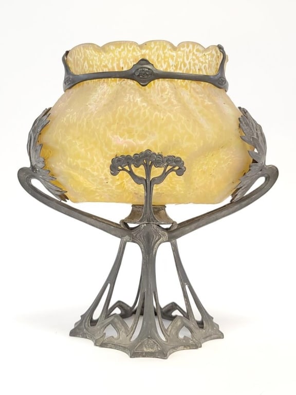 POSSIBLY LOETZ OR KRALIK & WMF, ART NOUVEAU ART GLASS CENTERPIECE (1 of 19)