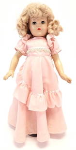 VINTAGE EFFANBEE COMPOSITION DOLL, PATSY-MAE: Vintage Effanbee American composition doll, "Patsy-Mae". Measures 20" tall. Sleeping eyes and original clothes / paint. Hair appears to be original as well. Condition: very very light signs of normal