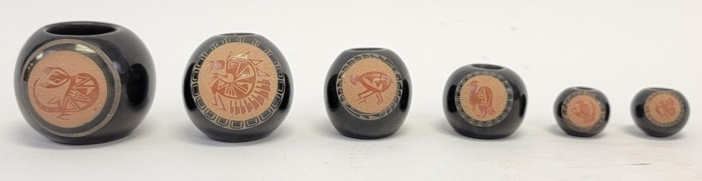 MAE TAPIA SANTA CLARA BLACKWARE POTTERY, 6 PCS (1 of 11)