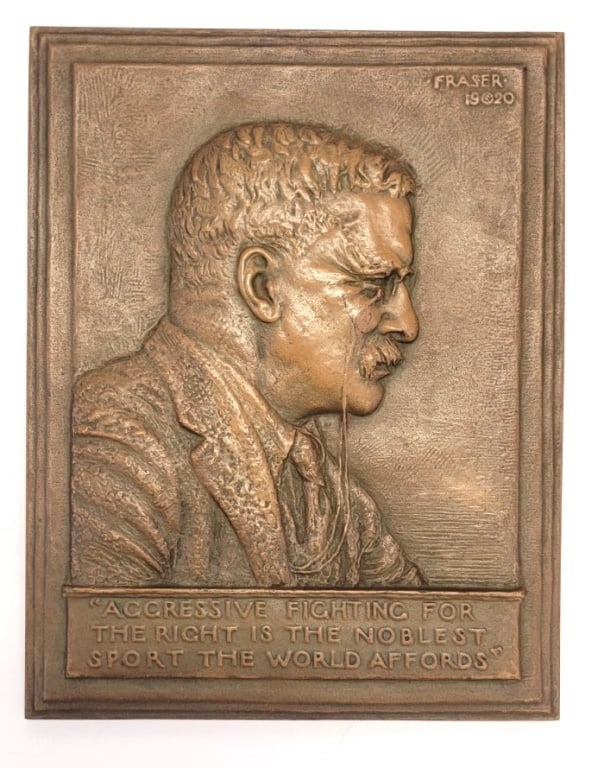BRONZE PLAQUE, ROOSEVELT BY JAMES EARLE FRASER (1 of 15)