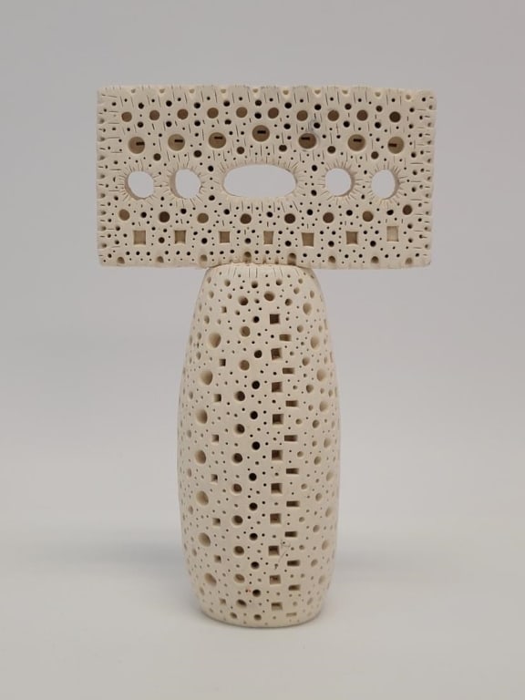 ALEXANDER NEY ABSTRACT WHITE TERRACOTTA SCULPTURE (1 of 17)