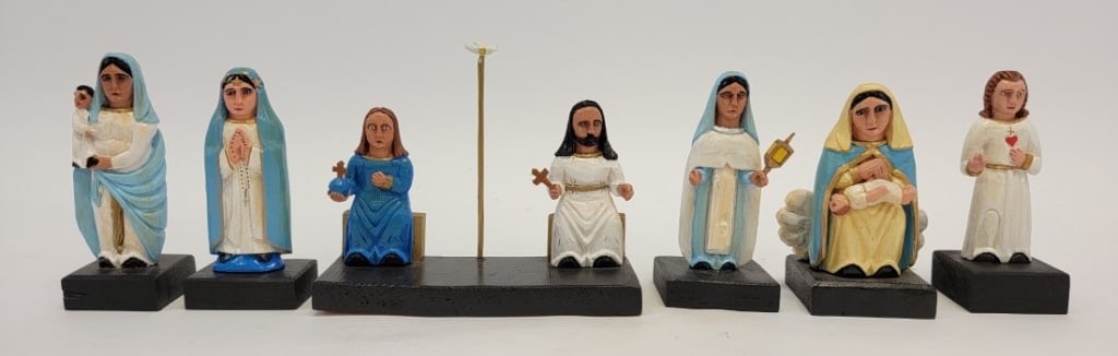 SIX ROBERTO RIVERA CARVED WOOD SANTOS FIGURINES (1 of 19)