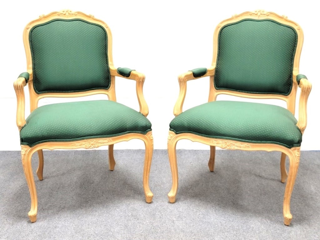 PAIR ETHAN ALLEN FRENCH COUNTRY BERGERE ARMCHAIRS (1 of 19)
