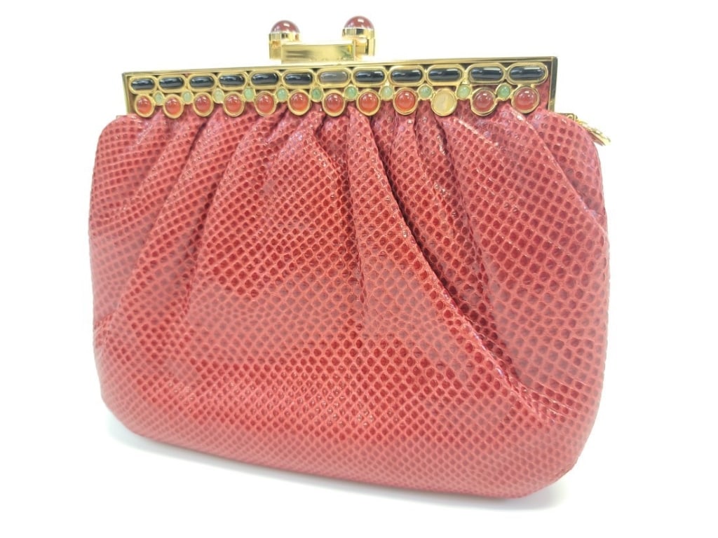 JUDITH LEIBER RED LIZARD PURSE (1 of 12)