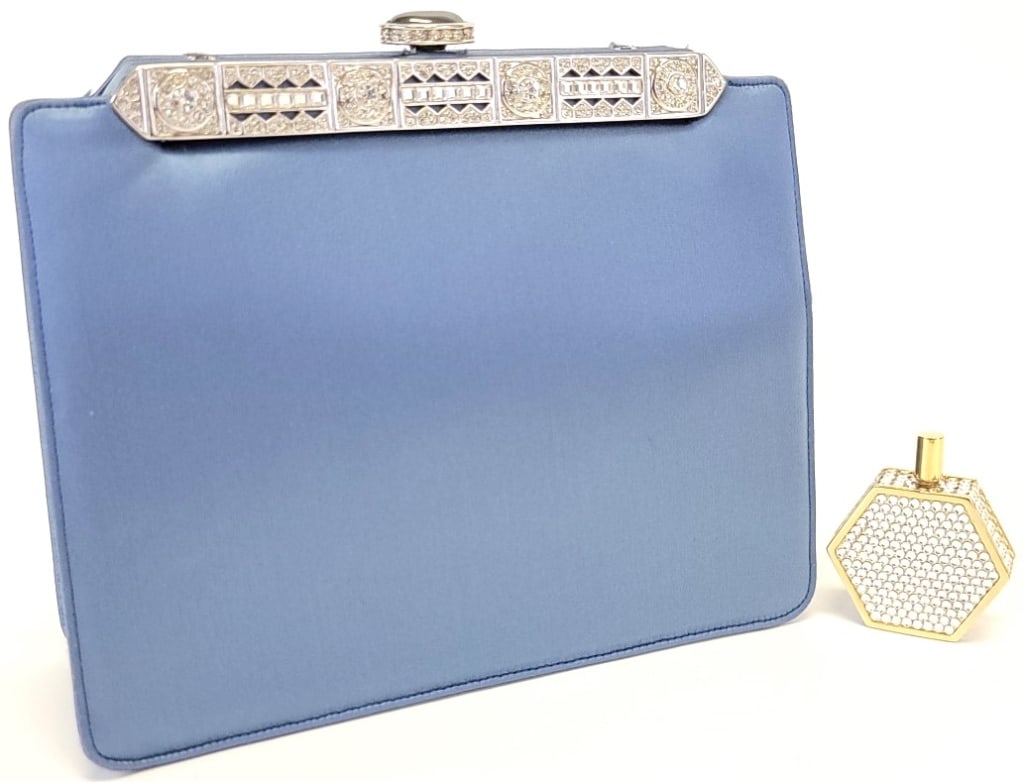 JUDITH LEIBER SATIN EVENING BAG & PERFUME BOTTLE (1 of 18)