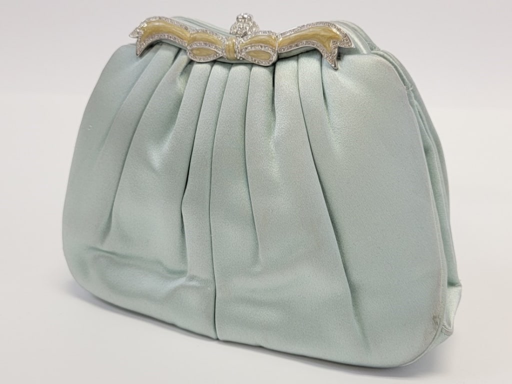 JUDITH LEIBER BABY BLUE SATIN EVENING CLUTCH (1 of 15)