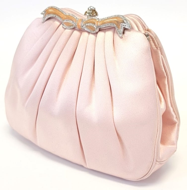 JUDITH LEIBER PALE PINK SATIN EVENING CLUTCH (1 of 20)