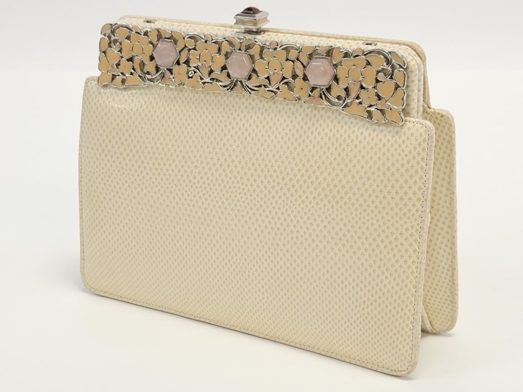 JUDITH LEIBER IVORY KARUNG CLUTCH & BOOKMARK (1 of 14)