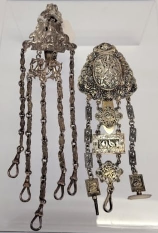 TWO VICTORIAN STERLING SILVER CHATELAINES (1 of 15)