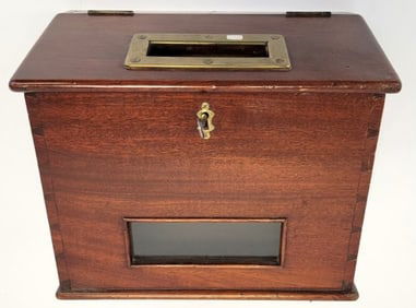 ANTIQUE MAHOGANY WALL MOUNT LETTER BOX