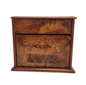ANTIQUE ENGLISH MARQUETRY INLAID LETTER BOX