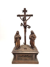 19TH C EUROPEAN CARVED WOOD DEVOTIONAL SHRINE