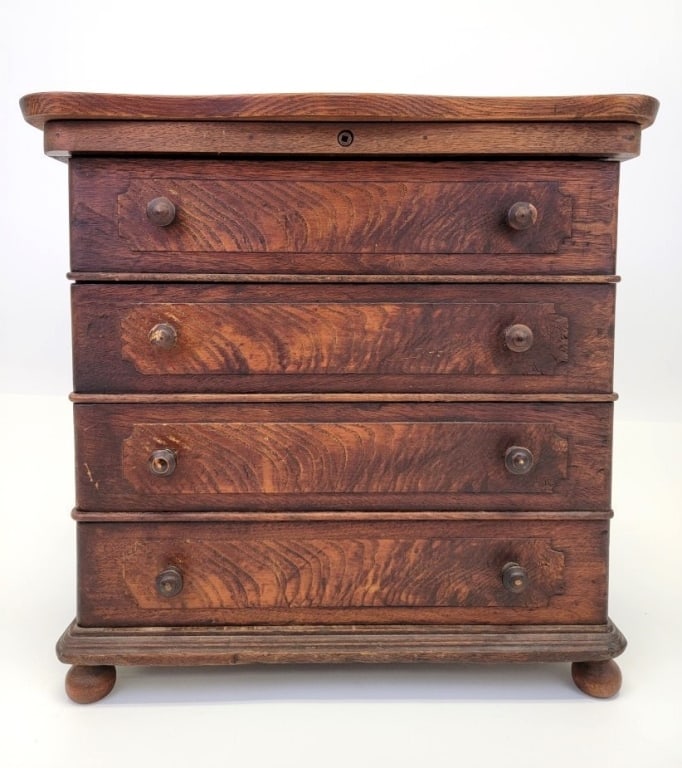 VICTORIAN LATE 19TH C MINIATURE LOCKING CHEST (1 of 5)
