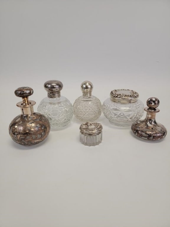 SIX ASSORTED STERLING MOUNTED VANITY BOTTLES (1 of 7)