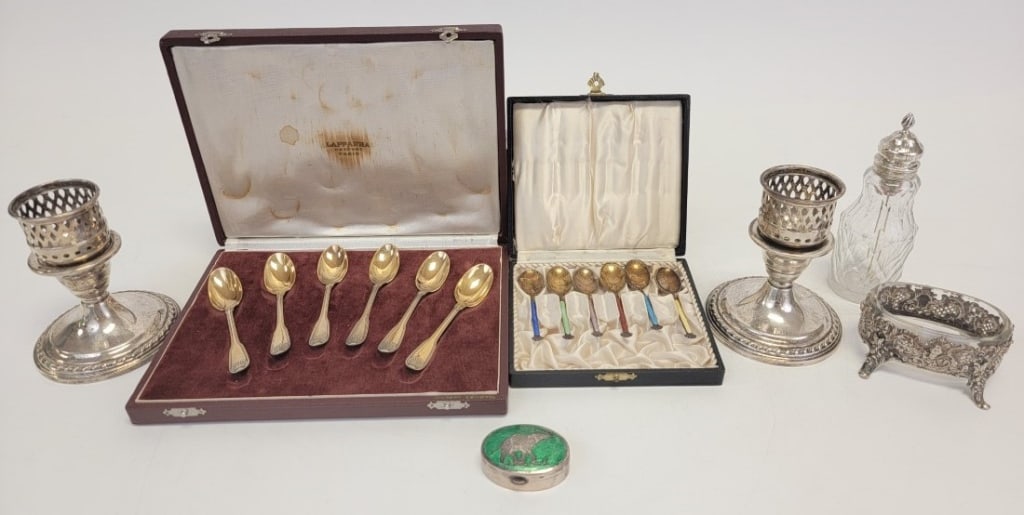 ASSORTED STERLING SILVER & GLASS TABLEWARES (1 of 18)