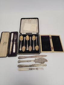 ASSORTED STERLING SILVER UTENSILS, ETC.