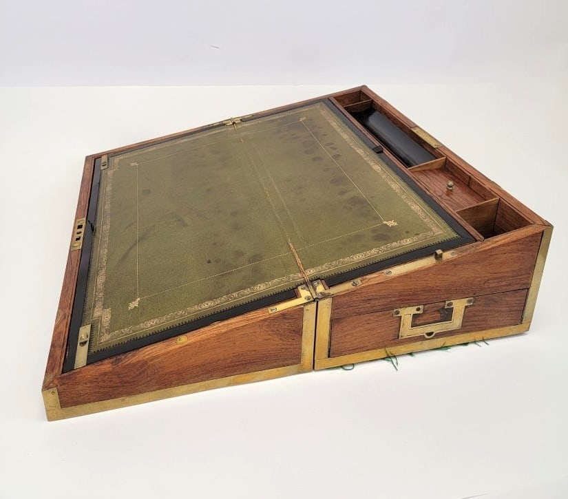 ENGLISH MAHOGANY CAMPAIGN STYLE WRITING SLOPE (1 of 4)