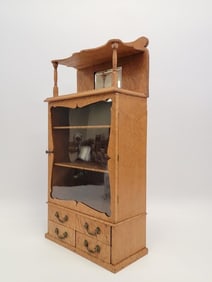 19TH C BIRD'S EYE MAPLE MINIATURE CURIO CABINET