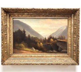 ANTIQUE OIL ON CANVAS LANDSCAPE PAINTING