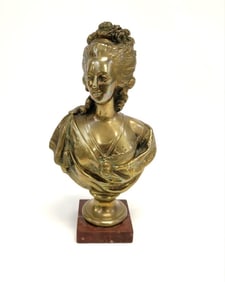 ANTIQUE BRASS BUST SCULPTURE, J. BLANCHARD