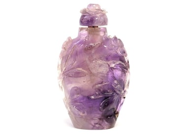 CHINESE CARVED AMETHYST SNUFF BOTTLE