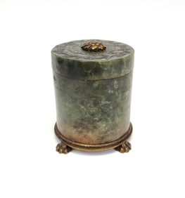NICHOLAS HAYDEN BRONZE MOUNTED CARVED JADE JAR