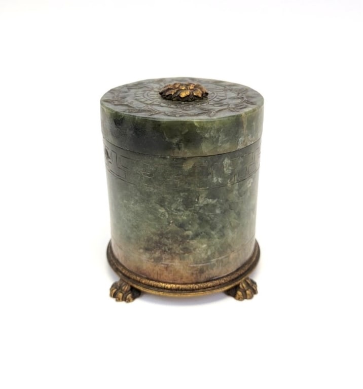 NICHOLAS HAYDEN BRONZE MOUNTED CARVED JADE JAR (1 of 5)