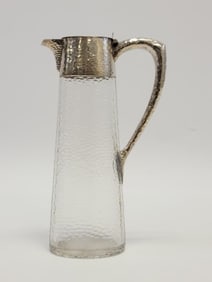 ANTIQUE AUSTRIAN CUT CRYSTAL & SILVER CLARET JUG