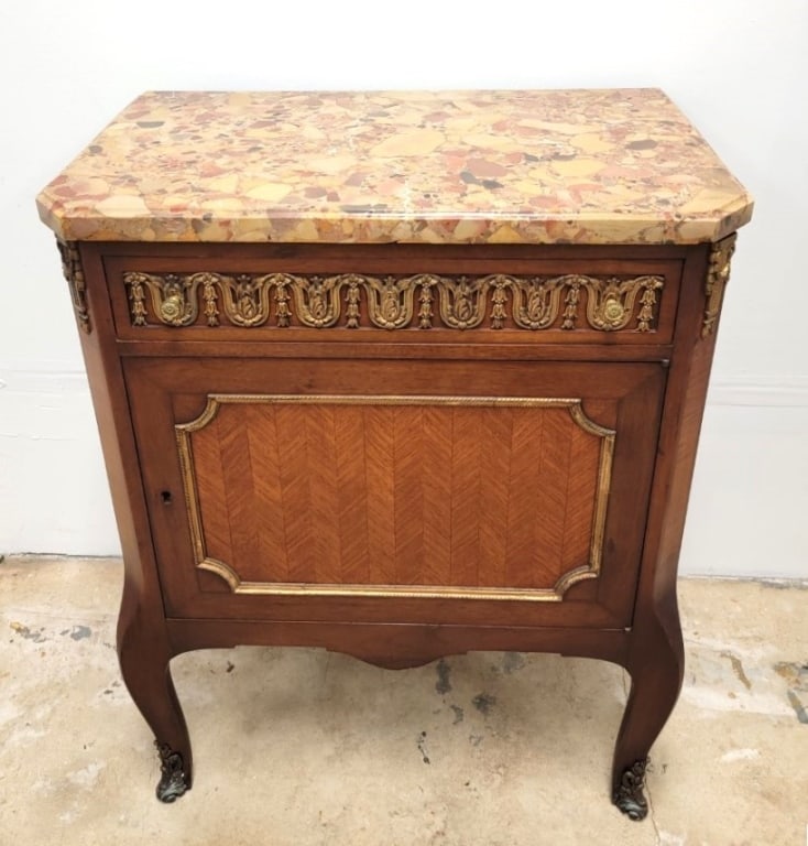 FRENCH LOUIS XVI REVIVAL MARBLE TOP CONSOLE COMMOD (1 of 19)