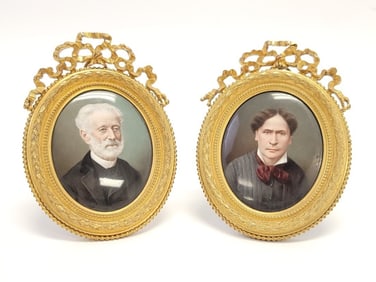 MATHIEU DEROCHE, 2 PORTRAIT PAINTINGS ON PORCELAIN