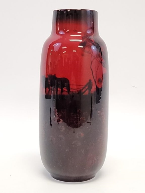 ROYAL DOULTON 12.5" CERAMIC RED FLAMBE VASE (1 of 12)